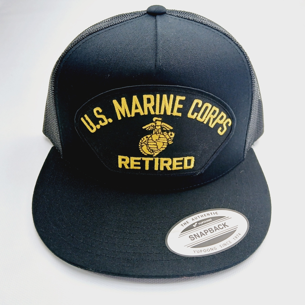Black U.S. Marine Corps Retired Snapback Hat